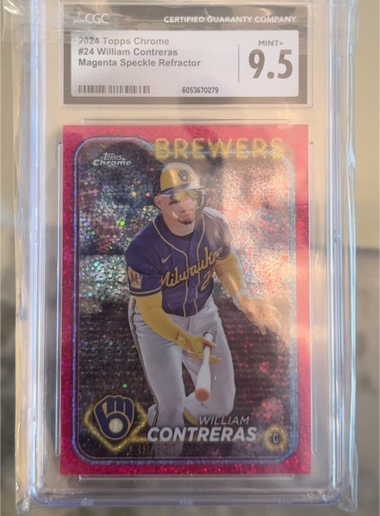 2024 Topps Chrome #24 William Contreras Magenta Speckle Refractor — front