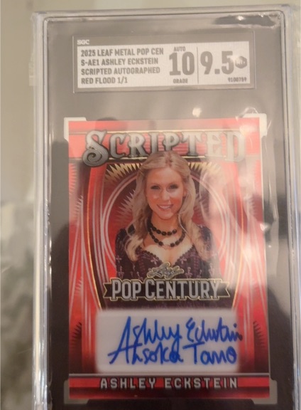 2025 Leaf Metal Pop Century #S-AE1 Ashley Eckstein Scripted Autographed Red Flood 1/1 — front