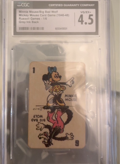 1946 Russell Games Mickey Mouse Card Game #1 Minnie Mouse/Big Bad Wolf — front