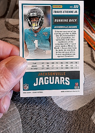 2025 Panini Score-A-Treat #222 Travis Etienne Jr. — back