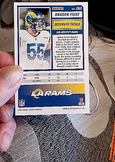 2025 Panini Score #55 Braden Fiske — back