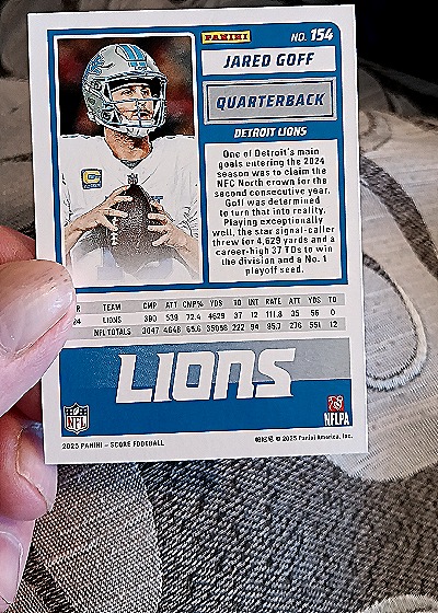 2025 Panini Score-A-Treat #154 Jared Goff — back