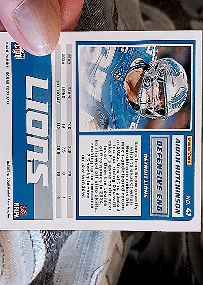 2025 Panini Score-A-Treat #41 Aidan Hutchinson — back