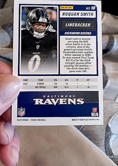 2025 Panini Score #10 Roquan Smith — back