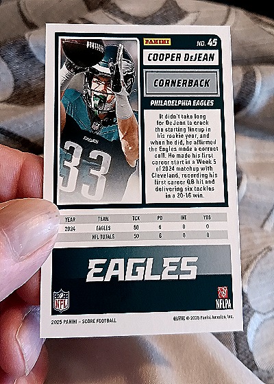 2025 Panini Score #45 Cooper DeJean — back