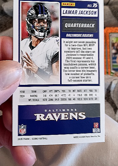 2025 Panini Score-A-Treat #75 Lamar Jackson — back