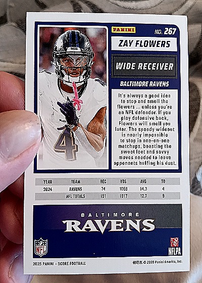 2025 Panini Score-A-Treat #267 Zay Flowers — back