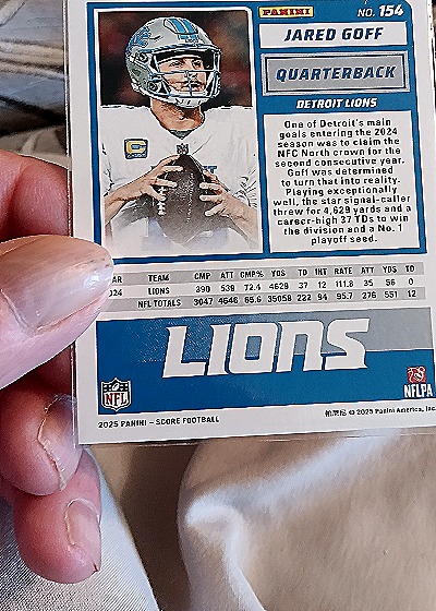 2025 Panini Score-A-Treat #154 Jared Goff — back