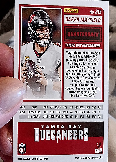2025 Panini Score-A-Treat #213 Baker Mayfield — back