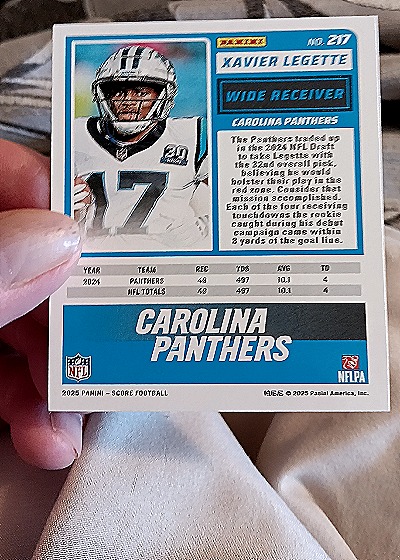 2025 Panini Score-A-Treat #217 Xavier Legette — back