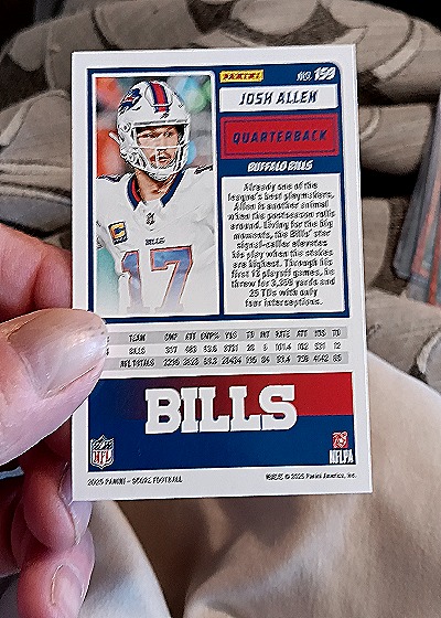 2025 Panini Score A Treat #159 Josh Allen — back