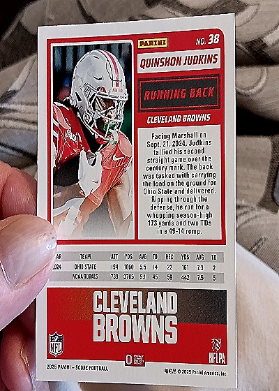 2025 Panini Score-A-Treat #38 Quinshon Judkins — back