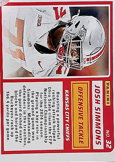 2025 Panini Score-A-Treat #32 Josh Simmons — back
