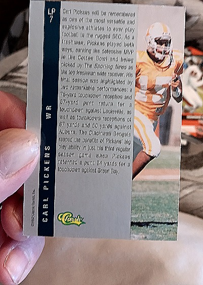 1994 Upper Deck #LP7 Carl Pickens — back