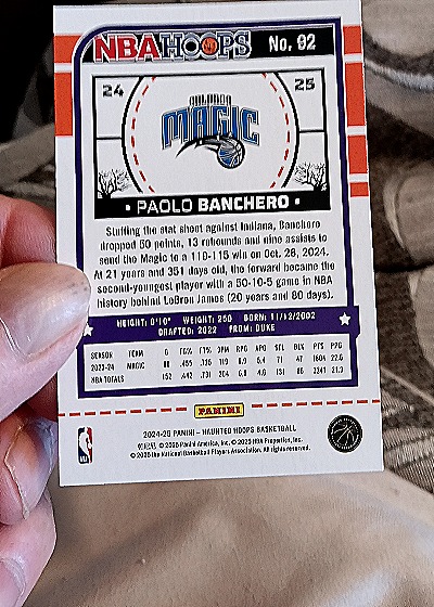2024-25 Panini NBA Haunted Hoops #92 Paolo Banchero — back