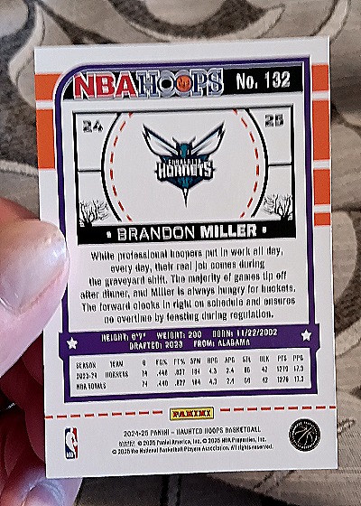 2024-25 Panini Haunted Hoops #132 Brandon Miller — back