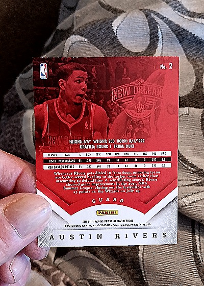 2013-14 Panini Prestige #2 Austin Rivers — back