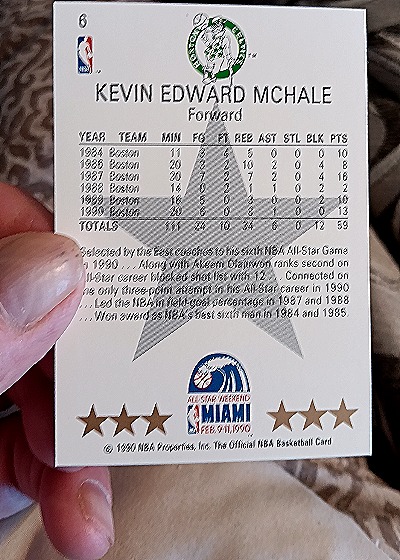 1990 NBA Hoops #6 Kevin McHale — back