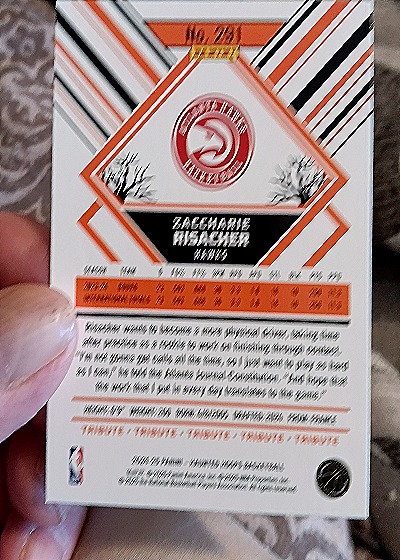 2024-25 Panini NBA Hoops #291 Zaccharie Risacher — back