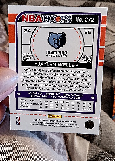 2024-25 Panini Haunted Hoops #272 Jaylen Wells — back