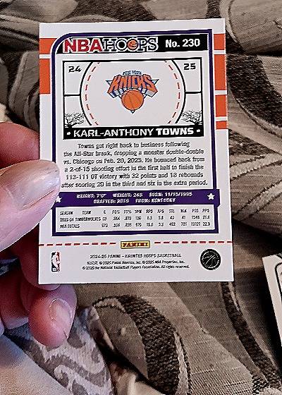 2024-25 Panini NBA Hoops Haunted Hoops #230 Karl-Anthony Towns — back