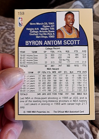 1990 NBA Hoops #159 Byron Scott — back