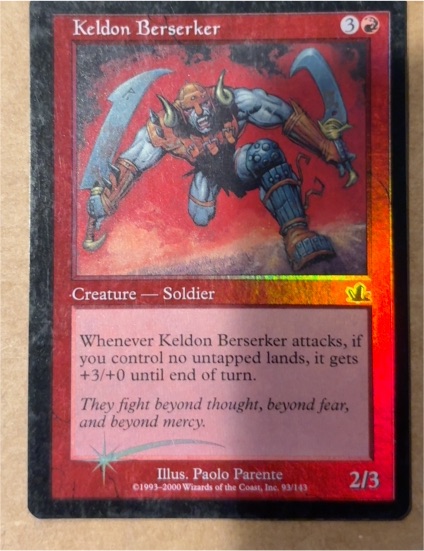 2000 Magic: The Gathering Prophecy #93 Keldon Berserker — front