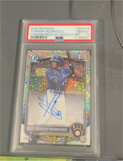2025 Bowman Chrome Pros #CPA-YR Yophery Rodriguez AU-Speckle REF — front
