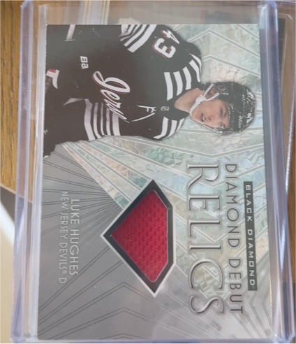 2023-24 Upper Deck Black Diamond #DD-LH Luke Hughes Diamond Debut Relics — front