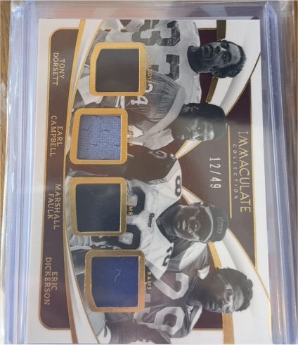 2017 Panini Immaculate Collection Immaculate Quads #12/49 Tony Dorsett Earl Campbell Marshall Faulk Eric Dickerson — front