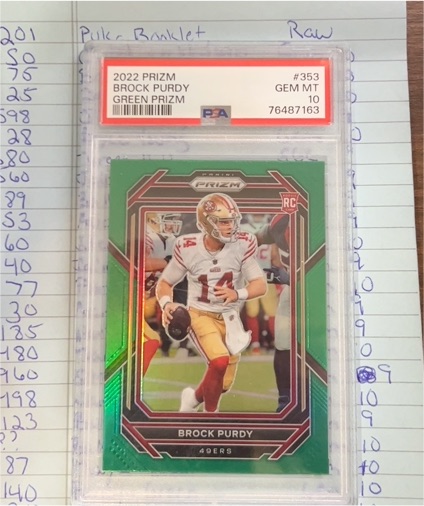2022 Panini Prizm #353 Brock Purdy Green Prizm Rookie — front