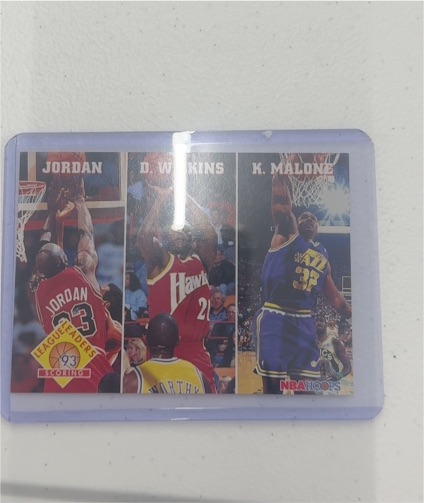 1993 Skybox NBA Hoops #283 Michael Jordan / Dominique Wilkins / Karl Malone League Leaders Scoring — front