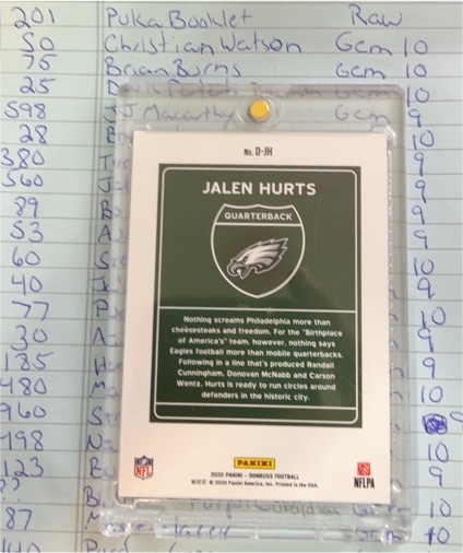 2020 Panini Donruss #D-JH Jalen Hurts — front