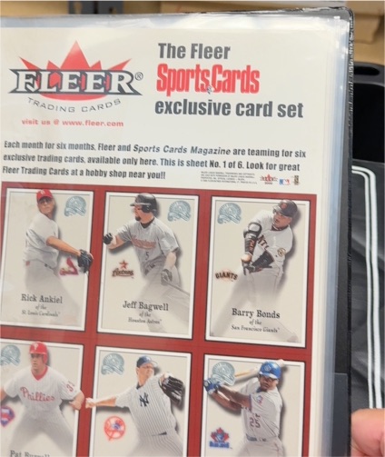 2000 Fleer The Fleer Sports Cards exclusive card set #1 Rick Ankiel Jeff Bagwell Barry Bonds — front