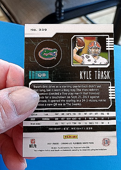 2021 Panini Chronicles Playbook Draft Picks #339 Kyle Trask — back