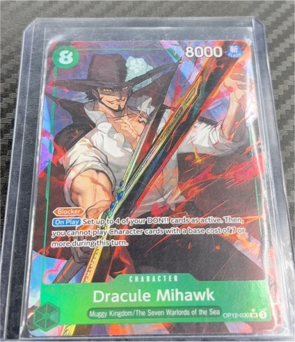 One Piece Legacy of the Master OP12-030 Dracule Mihawk (Alternate Art) SR Foil — front