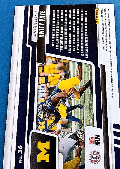 2021 Panini Contenders Draft Picks Front Row Seats #36 Kwity Paye — back