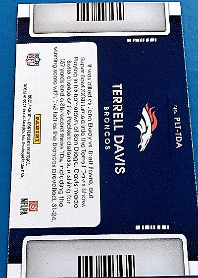 2021 Panini Contenders Playoff Ticket #PLT-TDA Terrell Davis — back