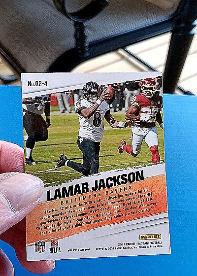 2021 Panini Mosaic #GG-4 Lamar Jackson Got Game? Green Mosaic Prizm Baltimore Ravens — back