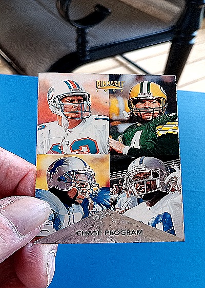 1996 Pinnacle Chase Program Checklist #199 Brett Favre Dan Marino Barry Sanders Emmitt Smith — front