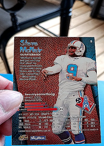 1997 SkyBox Impact #9 Steve McNair — back