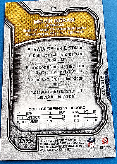 2012 Topps Strata #117 Melvin Ingram — back
