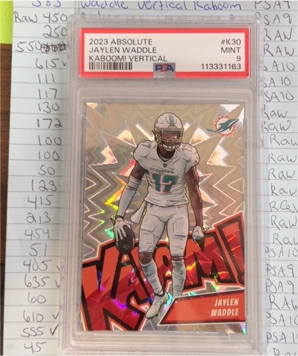 2023 Panini Absolute #K30 Jaylen Waddle Kaboom! Vertical — front
