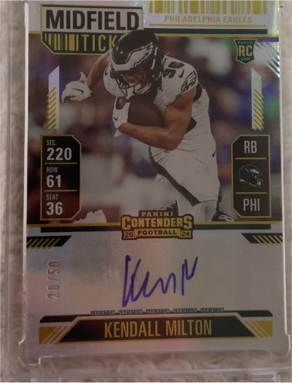2024 Panini Contenders Midfield Ticket #177 Kendall Milton — front