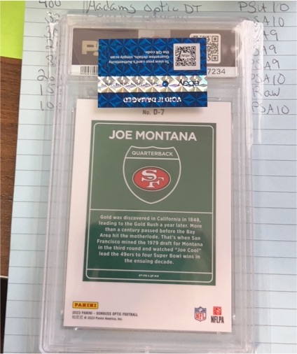 2023 Panini Donruss Optic Football #D-7 Joe Montana — front