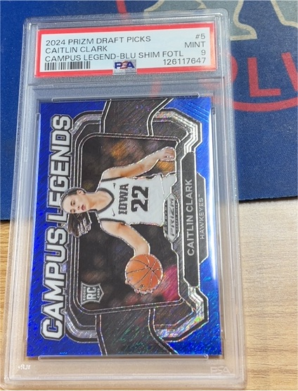 2024 Panini Prizm Draft Picks #5 Caitlin Clark Campus Legends Blue Shim FOTL — front