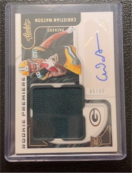 2022 Panini One #129 Christian Watson Rookie Premiere Patch Auto — front