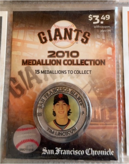 2010 San Francisco Giants Chronicle Medallion Collection Tim Lincecum — front