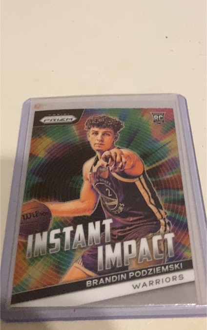 2023-24 Panini Prizm #25 Brandin Podziemski Instant Impact Silver Prizm Rookie Card — front