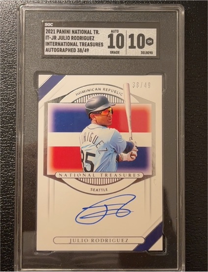 2021 Panini National Treasures International Treasures Autographed #IT-JR Julio Rodriguez — front